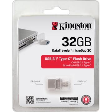 Memorie USB Kingston Memorie USB MicroDuo3c, 64 GB, USB 3.0 / USB 3.1 Type-C