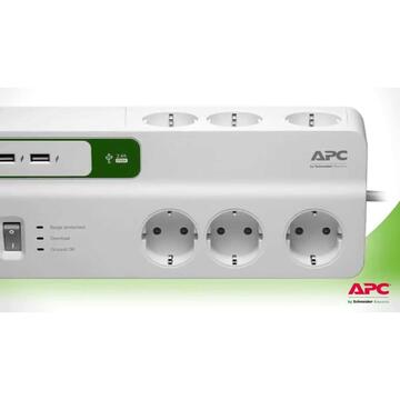 APC Essential SurgeArrest 6 outlets with 5V, 2.4A 2xUSB charger, 230V France