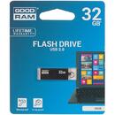 Memorie USB USB flash drive GoodRam Cube UCU2-0320K0R11,32GB; USB 2.0;Negru, citire 20 MB/s, scriere 5 MB/s