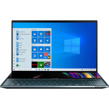 Notebook Asus 15.6'' ZenBook Pro Duo UX581GV, UHD Touch, Procesor Intel® Core™ i7-9750H (12M Cache, up to 4.50 GHz), 32GB DDR4, 1TB SSD, GeForce RTX 2060 6GB, Win 10 Pro, Celestial Blue