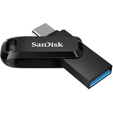 Memorie USB USB flash drive SanDisk Ultra Dual GO SDDDC3-064G-G46 (64GB; USB 3.0, USB-C; black color)