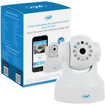 Camera de supraveghere Camera supraveghere PNI SmartHome SM460 pan & tilt 720p controlabila prin internet, inregistreaza foto-video pe telefon