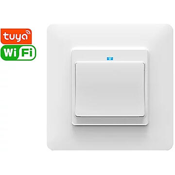 Intrerupator inteligent simplu PNI SmartHome WS121 pentru control lumini prin internet cu App Tuya Smart, compatibil Amazon Alexa si Google Home