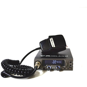 Statie radio Pachet statie radio CB Midland M10,ASQ,4W,12V, port USB + Antena PNI S75 cu fluture cu magnet 125mm inclus