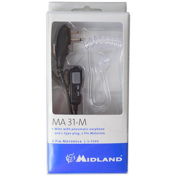 Casti cu microfon Midland MA31-M cu 2 pini tip Motorola Cod C732.06 pentru Midland G15/G18