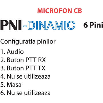 Microfon PNI Dinamic cu 6 pini pentru statie radio CB