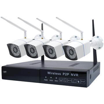 Kit supraveghere video PNI House WiFi550 NVR 8 canale 1080P si 4 camere wireless de exterior 720P, P2P, IP66