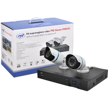 Kit supraveghere video PNI House IPMAX2 - 2 camere IP 720P incluse + 4 camere PNI IP12MP