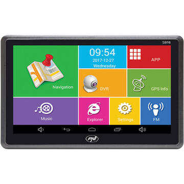 Sistem de navigatie GPS + DVR PNI S916 ecran 7 inch cu Android 6.0, memorie 16 GB, harti Here Maps si Waze cu radarele din Romania