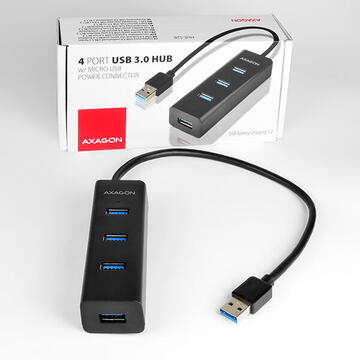 AXAGON 4x USB3.0 Charging Hub, MicroUSB Charging Connector