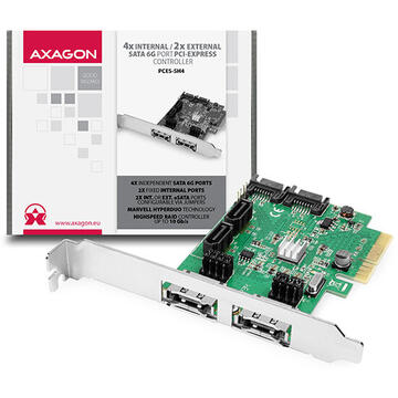 AXAGON PCIe 2-Lane Controller 4x Int./2x Ext. SATA