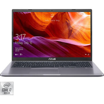 Notebook Laptop ASUS X509JA-EJ031 cu procesor Intel® Core™ i7-1065G7 pana la 3.90 GHz , ice Lake, 15.6", Full HD, memorie 8 GB, 512 GB SSD, Intel Iris Plus Graphics, fara sistem de operare, fara unitate optica si retea pe fir integrate, gri