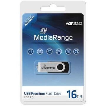 Memorie USB MediaRange Flexi-Drive 16GB USB flash drive (silver / black, USB-A 2.0)