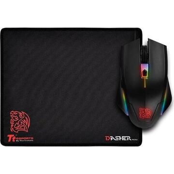 Mouse Ttesports Talon Elite, RGB LED, USB, Black + Mouse Pad Dasher Mini, Black