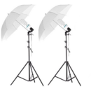 Kit lumina continua foto-video cu 2x stativ 190cm+2x umbrela difuzie 84cm+2x suport stativ si bec 105W