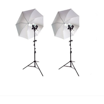 Kit lumina continua foto-video cu 2x stativ 250cm+2x umbrela difuzie 84cm+2x suport stativ dublu si bec 85W