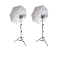 Kit lumina continua foto-video cu 2x stativ 190cm+2x umbrela difuzie 84cm+2x suport stativ dublu si bec 105W