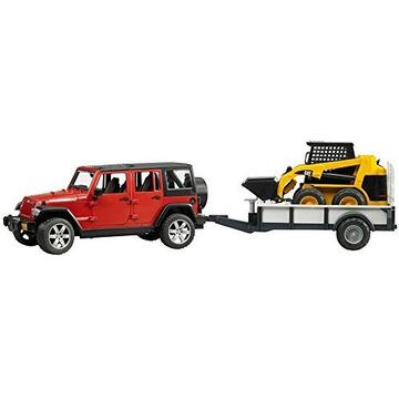Bruder Professional Series JEEP Wrangler Unlimited Rubicon with one axle trailer and Cat skid steer loader - 02925