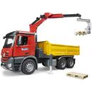 Bruder MB Arocs construction site truck with crane - bucket grapple - pallet forks and 2 pallets