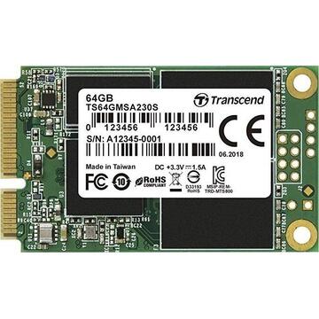 SSD Transcend  230S 64 GB mSATA, Solid State Drive (SATA 6 Gb / s, mSATA)