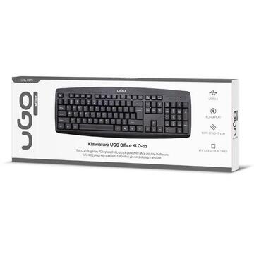 Tastatura Keyboard membrane UGO UKL-1073 (USB 2.0; (US); black color)
