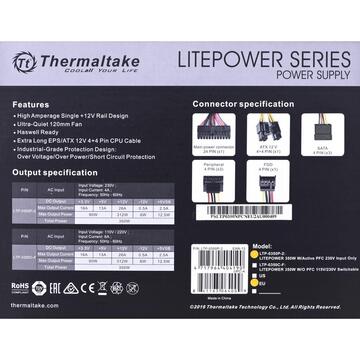 Sursa Power supply Thermaltake Litepower II Black 350W PS-LTP-0350NPCNEU-2 (350 W; Active; 120 mm)