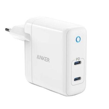 Incarcator de retea Anker PowerPort Atom PD 2, 60W, 2x USB-C, Power Delivery, Alb