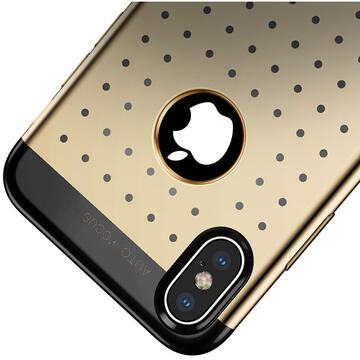 Husa Baseus Husa Silicon Star Lighting iPhone X Gold (cu buline black)