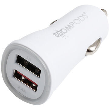 Boompods Incarcator Auto 3.4A Dual USB White (led indicator, incarcare rapida)-T.Verde 0.1 lei/buc