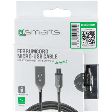 4smarts Ferrumcord, MicroUSB-USB, 1m, Negru