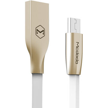 Mcdodo Cablu Zn-Link Gold MicroUSB White (1.5m, 2.4A max)