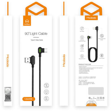 Mcdodo Cablu Light Type-C Black (2A, unghi 90�, 1.2m)-T.Verde 0.1 lei/ buc