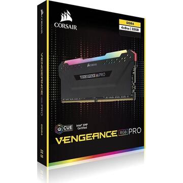 Memorie Corsair DDR4 - 128 GB -3000 - CL - 16 - Quad Kit, Vengeance RGB PRO (black, CMW128GX4M4D3000C16)