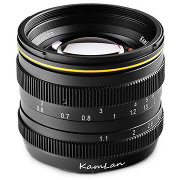 Obiectiv foto DSLR Obiectiv KamLan 50mm F1.1 negru pentru camere Mirrorless Olympus si Panasonic MFT M4/3