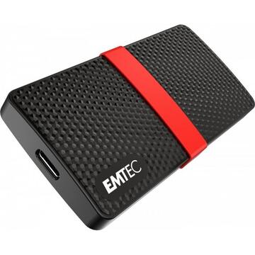 SSD Extern Emtec X200 Portable SSD 128 GB Solid State Drive (Black / Red, USB 3.2 C (5 Gbit / s))