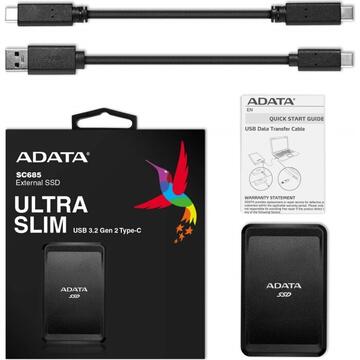 SSD Extern ADATA SC685 250 GB Solid State Drive (black, USB 3.2 C (10 Gbit / s))