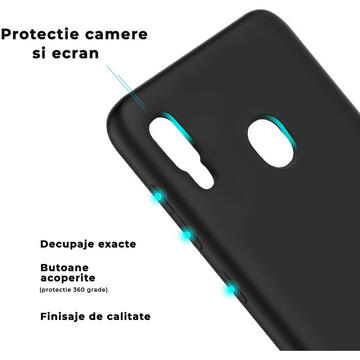 Husa Lemontti Husa Liquid Silicon Samsung Galaxy A20e Black (protectie 360�, material fin, captusit cu microfibra)