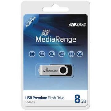 Memorie USB MediaRange MR908 8GB, USB flash drive (black / silver)