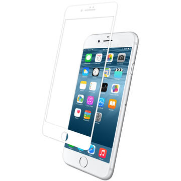 Eiger Folie Sticla 3D Edge to Edge iPhone 8 plus / 7 plus / 6s plus Clear White (0.33mm, 9H, perfect fit, curved, oleophobic)