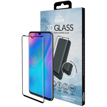 Eiger Folie Sticla 3D Edge to Edge Huawei P30 Pro Clear Black (0.33mm, 9H, perfect fit, curved, oleophobic)