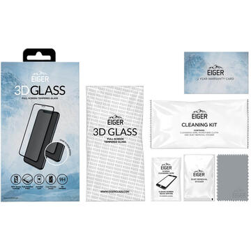 Eiger Folie Sticla Curbata 3D iPhone 11 / XR Clear Black (0.33mm, 9H, oleophobic)