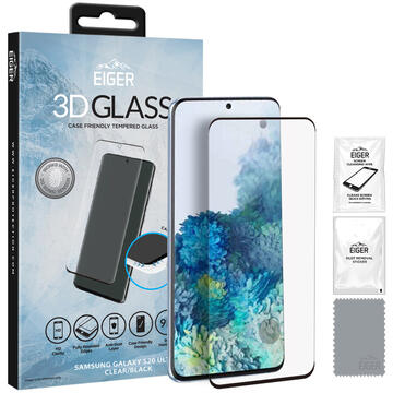 Eiger Folie Sticla 3D Case Friendly Samsung Galaxy S20 Ultra Clear Black (0.33mm, 9H, curved, oleophobic)
