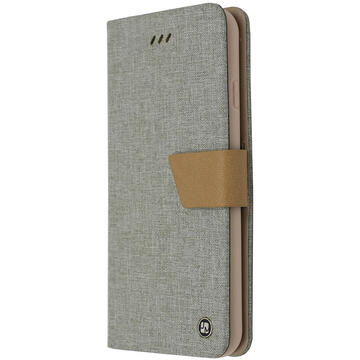Husa Just Must Husa Book Linen Huawei P10 Gray (material textil cu silicon in interior)