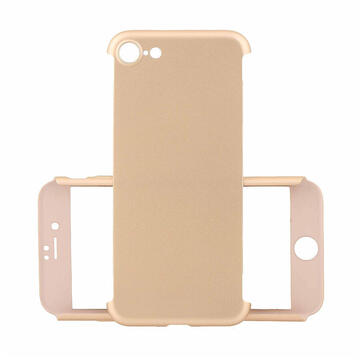 Husa Just Must Carcasa Defense 360 iPhone 7 Gold (3 piese: protectie spate, protectie fata, folie sticla)