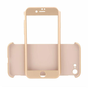 Husa Just Must Carcasa Defense 360 iPhone 7 Gold (3 piese: protectie spate, protectie fata, folie sticla)