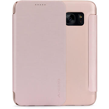 Husa Meleovo Husa Smart Flip Samsung Galaxy S7 G930 Rose Gold (spate mat perlat si fata cu aspect metalic)