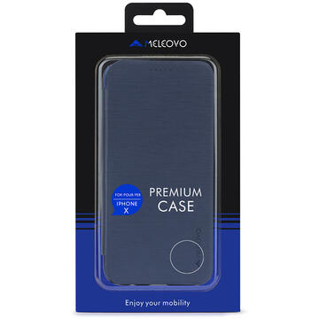 Husa Meleovo Husa Smart Flip iPhone X Gray (spate mat perlat si fata cu aspect metalic)