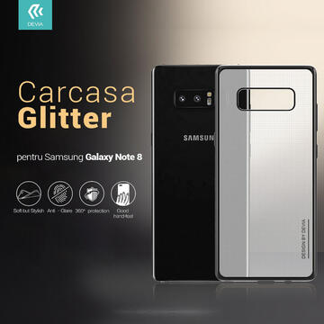 Husa Devia Husa Silicon Glitter Soft Samsung Galaxy Note 8 Gun Black (margini electroplacate)
