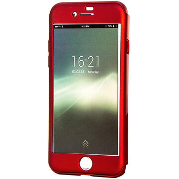 Husa Just Must Carcasa Defense 360 iPhone SE 2020 / 8 / 7 Red (3 piese: protectie spate, protectie fata, folie sticla)