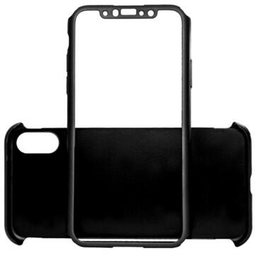 Husa Just Must Carcasa Defense 360 iPhone X Black (3 piese: protectie spate, protectie fata, folie Flexi-Glass)